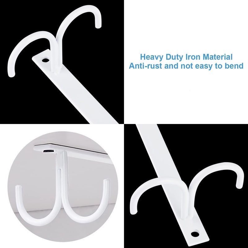 FOMANSH Mug Rack Under Cabinet - Coffee Cup Holder, 12 Mugs Hooks Under Shelf, Display Hanging Cups Drying Hook for Bar Kitchen Utensils White - Image 5